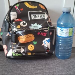 Kids Black Graphic Snack Pattern Mini Backpack